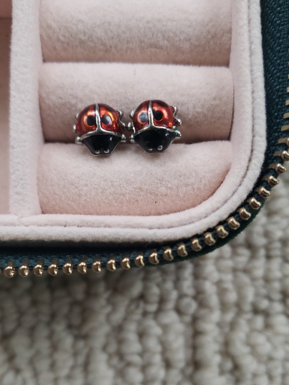 Enamel Ladybug Stud Earrings
